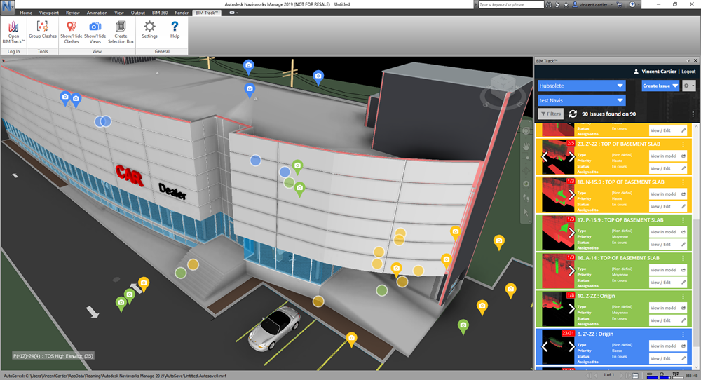 BIM Track’s clash pinpoints features in the Navisworks add-ins