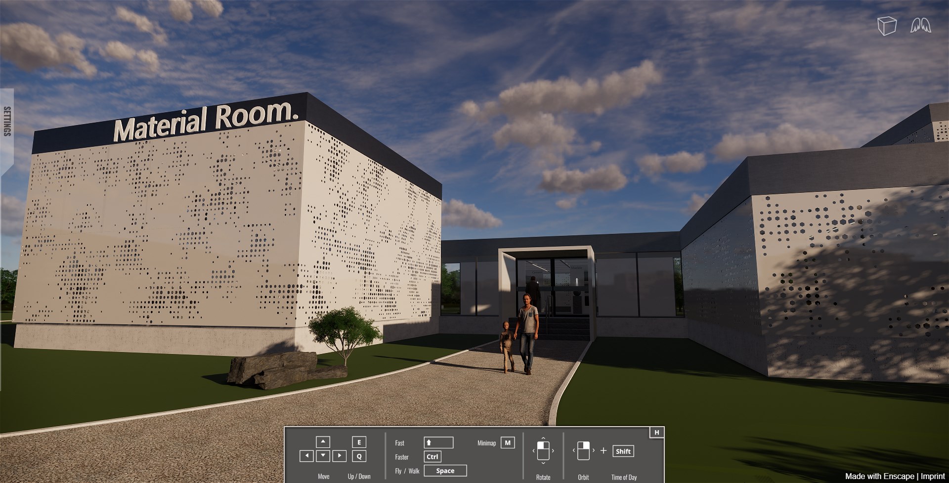 Share models in photorealistic detail via web-based walkthroughs of renders using Enscape