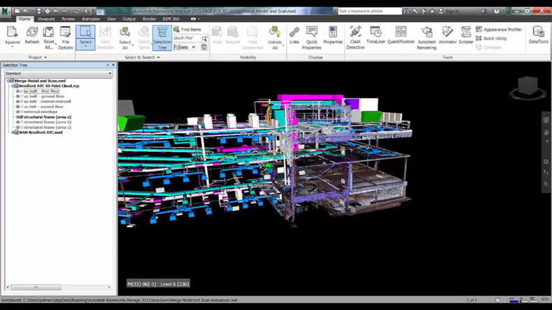 mported and aligned point cloud data in Navisworks