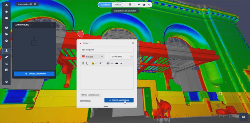 Creating issues during the visual QA/QC inspection process in Cintoo Cloud’s online viewer