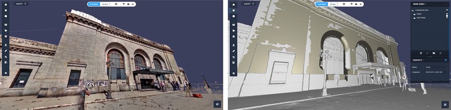 Models and laser scan data loaded in Cintoo Cloud’s online mesh-based viewer