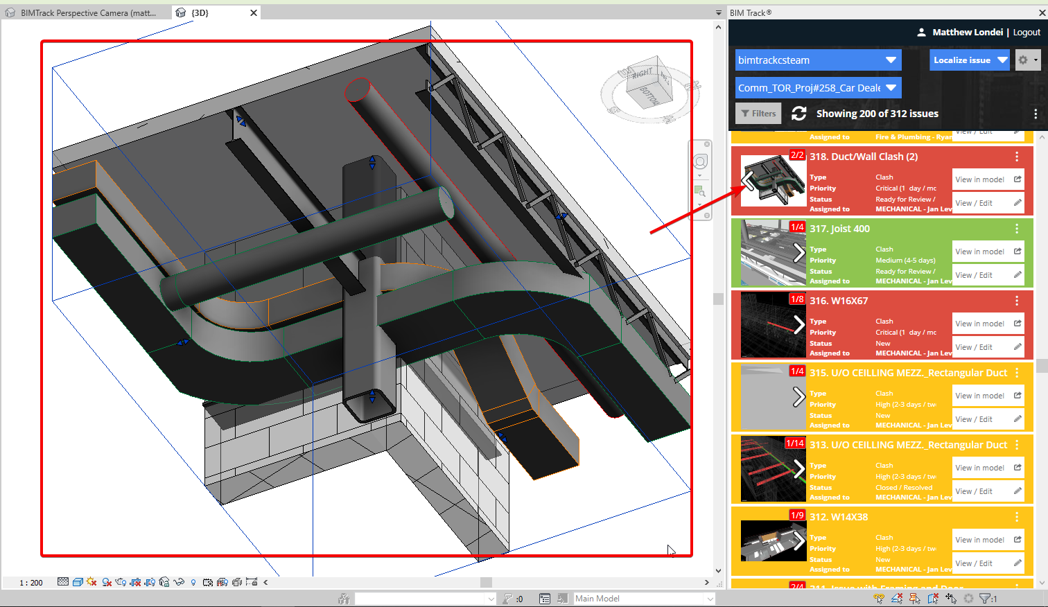 Naviguer entre différentes vues d'une question dans BIM Track