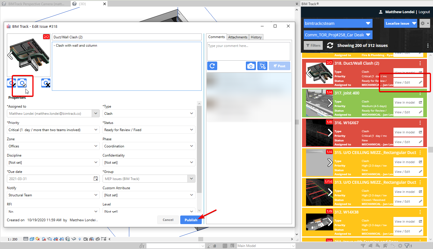 Changing the default view of an issue in BIM Track